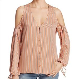 CLEARANCE L'Academie V-neck Cold Shoulder Striped Blouse
